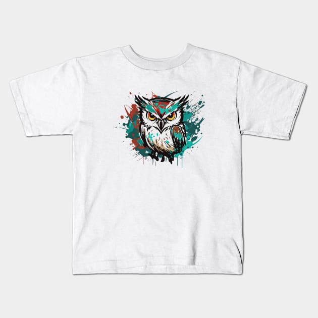 Graffiti Paint Owl Bird Creative Kids T-Shirt by Cubebox